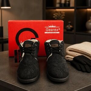 Gearex‎ Footwear GRX-403AM Black Corduroy Winter Boots Plush Lined Size 10 New